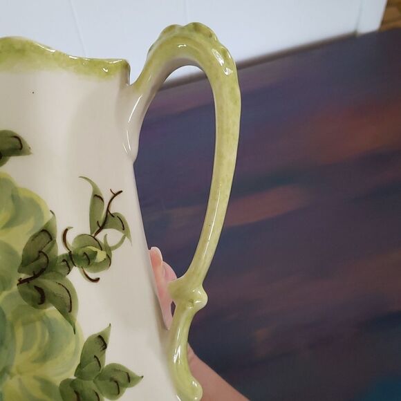 Vintage Hand-Painted Floral Decorative Ceramic Pitcher - Picture 5 of 8